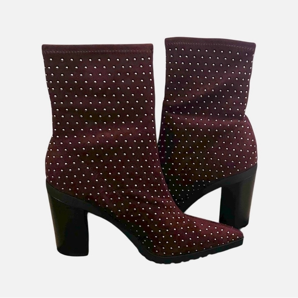 Charles By Charles David Danielle boots Women’s size 8.5 New Burgundy Studded - Picture 4 of 9